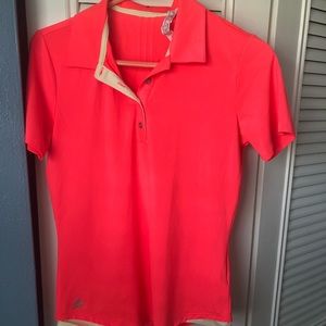 Adidas Women Athletic Hot Pink Polo Shirt Size S